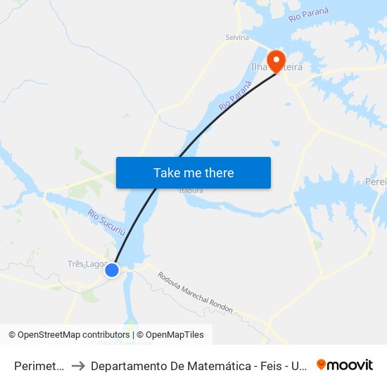 Perimetral to Departamento De Matemática - Feis - Unesp map