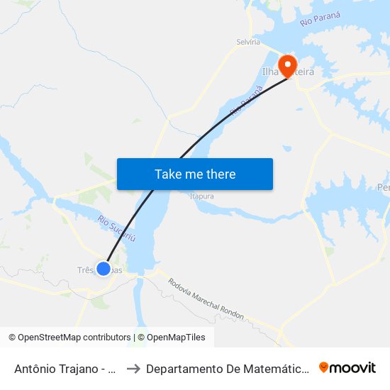 Antônio Trajano - Rodoviária to Departamento De Matemática - Feis - Unesp map