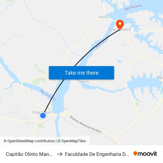 Capitão Olinto Mancini - Ufms to Faculdade De Engenharia De Ilha Solteira map