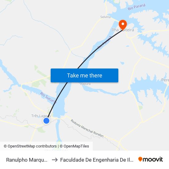 Ranulpho Marques Leal to Faculdade De Engenharia De Ilha Solteira map