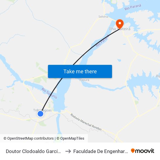 Doutor Clodoaldo García - República's Barl to Faculdade De Engenharia De Ilha Solteira map