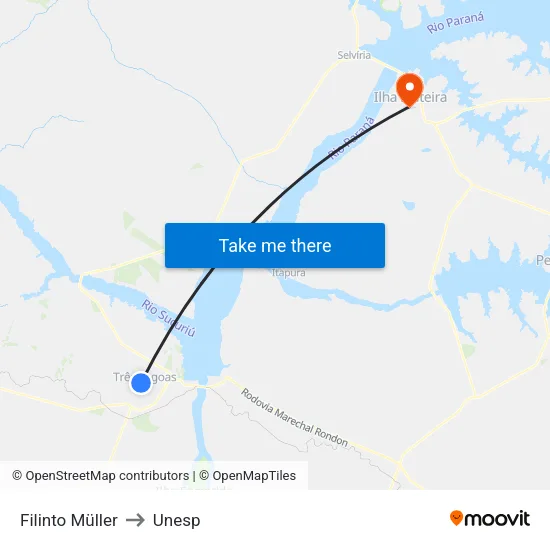 Filinto Müller to Unesp map