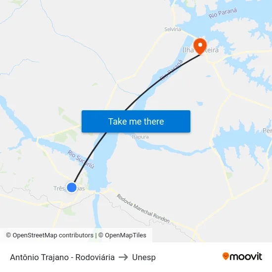 Antônio Trajano - Rodoviária to Unesp map