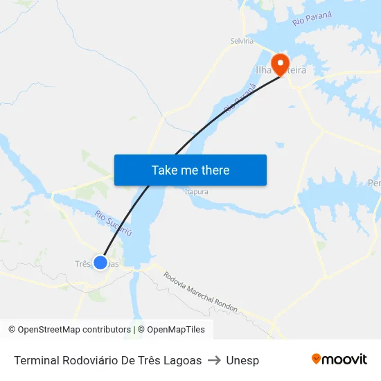 Terminal Rodoviário De Três Lagoas to Unesp map