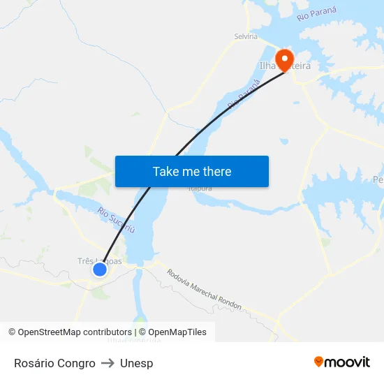 Rosário Congro to Unesp map