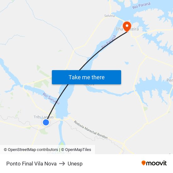 Ponto Final Vila Nova to Unesp map