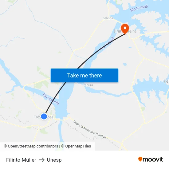 Filinto Müller to Unesp map