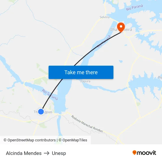 Alcinda Mendes to Unesp map