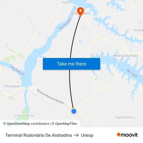 Terminal Rodoviário De Andradina to Unesp map