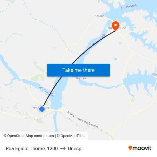 Rua Egídio Thomé, 1200 to Unesp map
