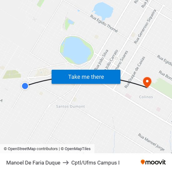 Manoel De Faria Duque to Cptl/Ufms Campus I map