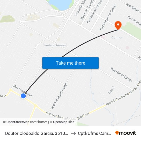 Doutor Clodoaldo García, 3610-3672 to Cptl/Ufms Campus I map