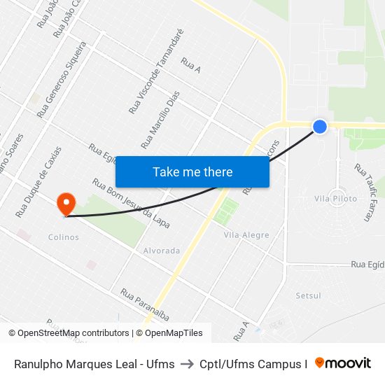 Ranulpho Marques Leal - Ufms to Cptl/Ufms Campus I map