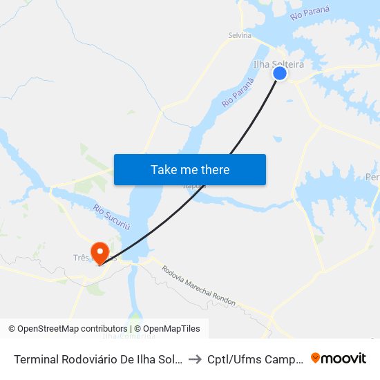 Terminal Rodoviário De Ilha Solteira to Cptl/Ufms Campus I map