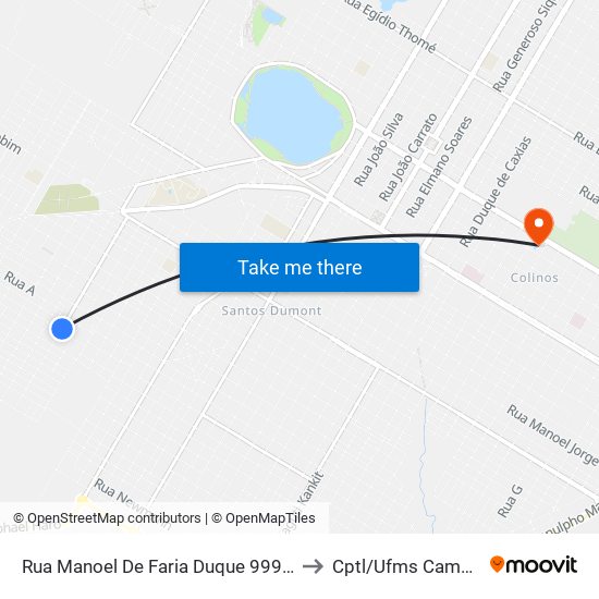 Rua Manoel De Faria Duque 999-1101 to Cptl/Ufms Campus I map