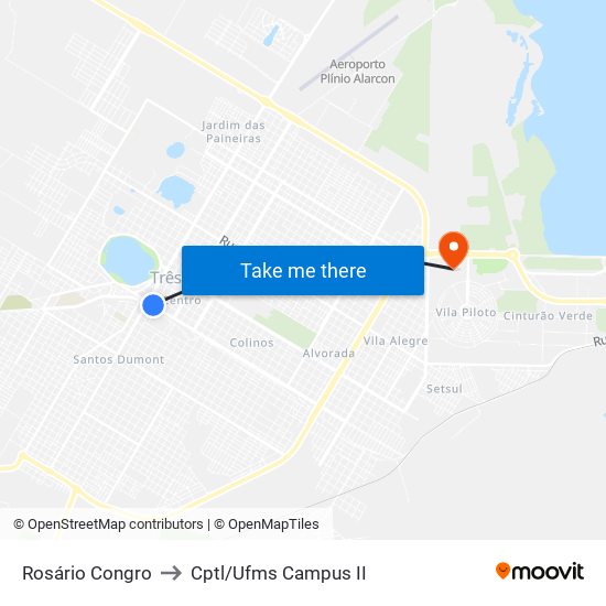 Rosário Congro to Cptl/Ufms Campus II map