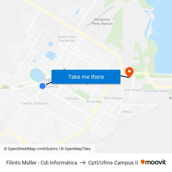 Filinto Müller - Cdi Informática to Cptl/Ufms Campus II map