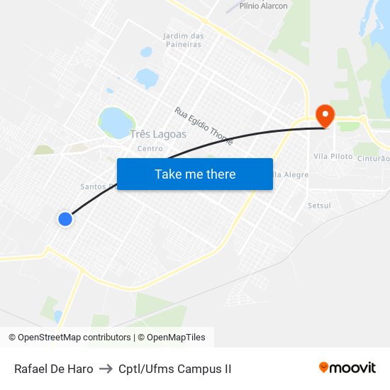 Rafael De Haro to Cptl/Ufms Campus II map