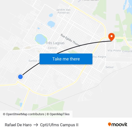 Rafael De Haro to Cptl/Ufms Campus II map