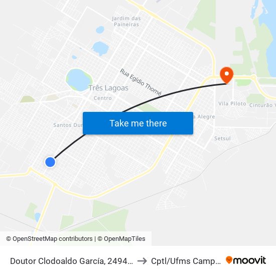 Doutor Clodoaldo García, 2494-2592 to Cptl/Ufms Campus II map