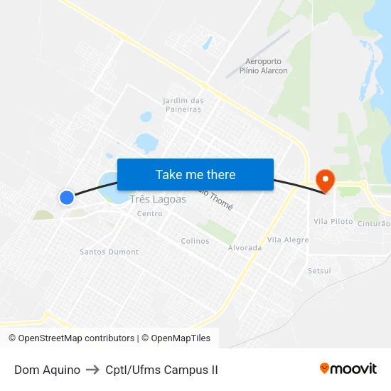 Dom Aquino to Cptl/Ufms Campus II map
