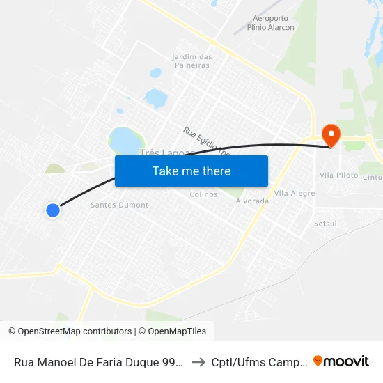 Rua Manoel De Faria Duque 999-1101 to Cptl/Ufms Campus II map