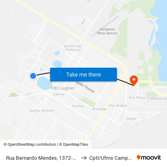 Rua Bernardo Mendes, 1372-1442 to Cptl/Ufms Campus II map