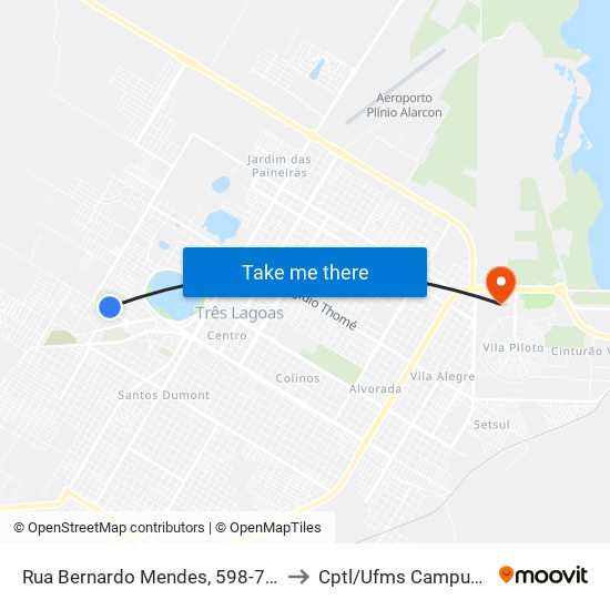 Rua Bernardo Mendes, 598-764 to Cptl/Ufms Campus II map