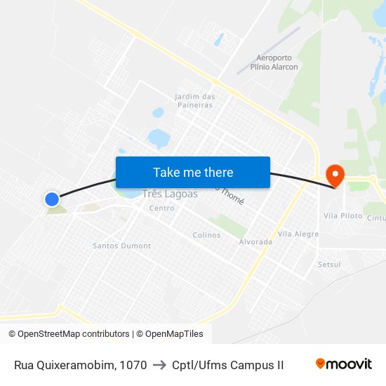 Rua Quixeramobim, 1070 to Cptl/Ufms Campus II map