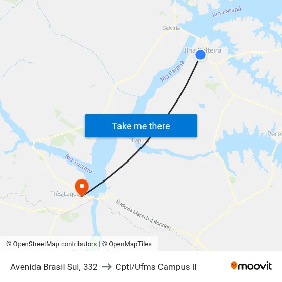 Avenida Brasil Sul, 332 to Cptl/Ufms Campus II map