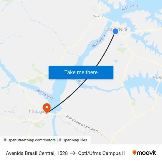 Avenida Brasil Central, 1528 to Cptl/Ufms Campus II map