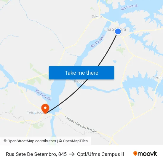 Rua Sete De Setembro, 845 to Cptl/Ufms Campus II map