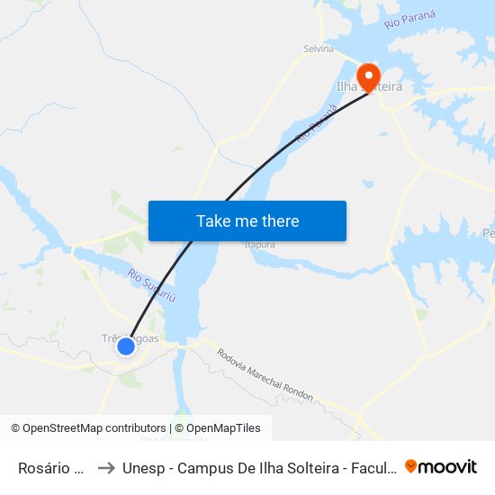 Rosário Congro to Unesp - Campus De Ilha Solteira - Faculdade De Engenharia map