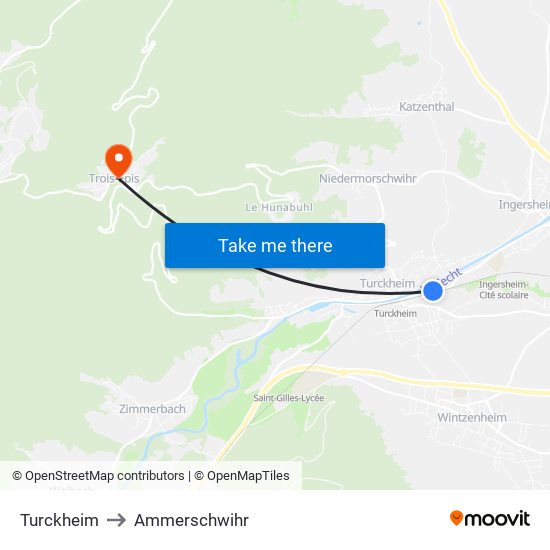 Turckheim to Ammerschwihr map