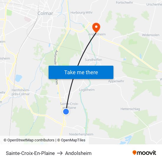 Sainte-Croix-En-Plaine to Andolsheim map