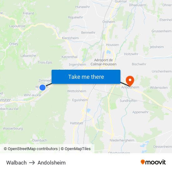 Walbach to Andolsheim map