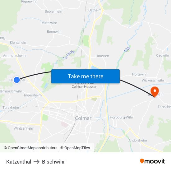 Katzenthal to Bischwihr map