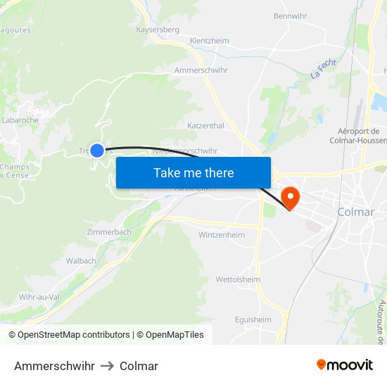Ammerschwihr to Colmar map
