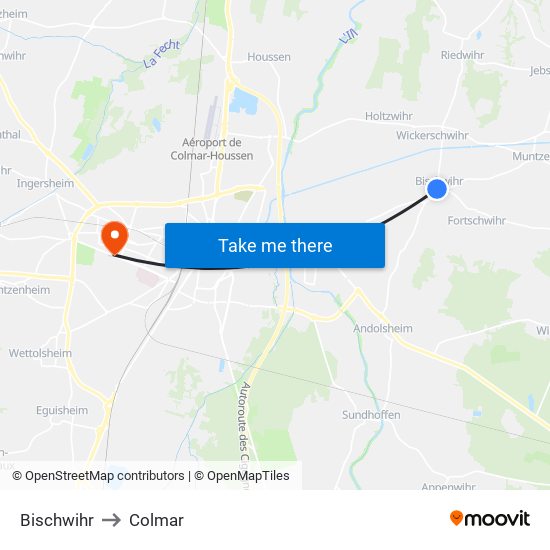 Bischwihr to Colmar map