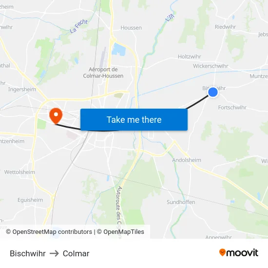 Bischwihr to Colmar map