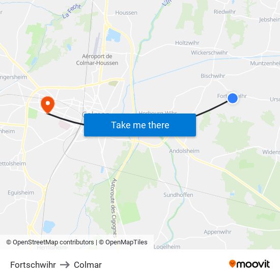 Fortschwihr to Colmar map