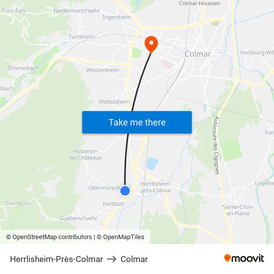 Herrlisheim-Près-Colmar to Colmar map