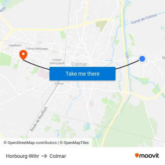 Horbourg-Wihr to Colmar map