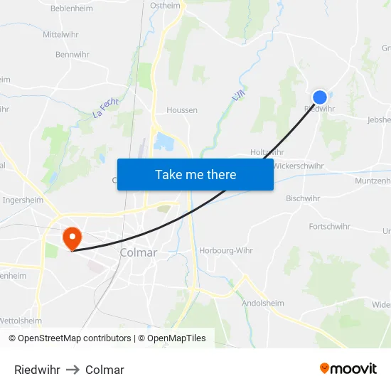 Riedwihr to Colmar map