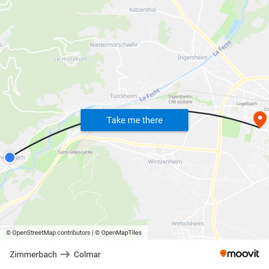 Zimmerbach to Colmar map