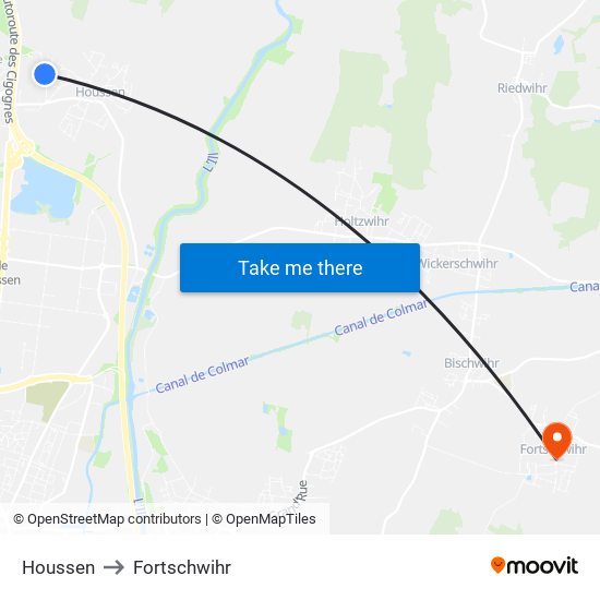 Houssen to Fortschwihr map