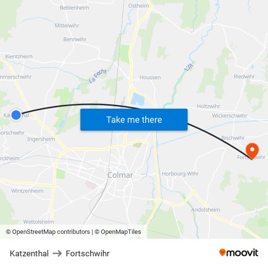 Katzenthal to Fortschwihr map