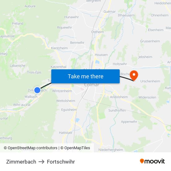 Zimmerbach to Fortschwihr map