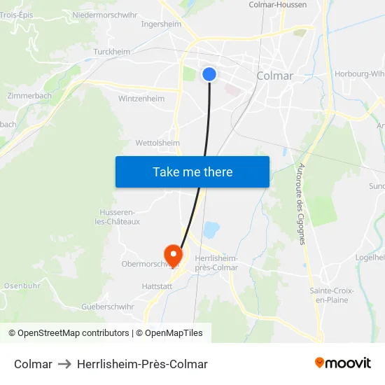 Colmar to Herrlisheim-Près-Colmar map