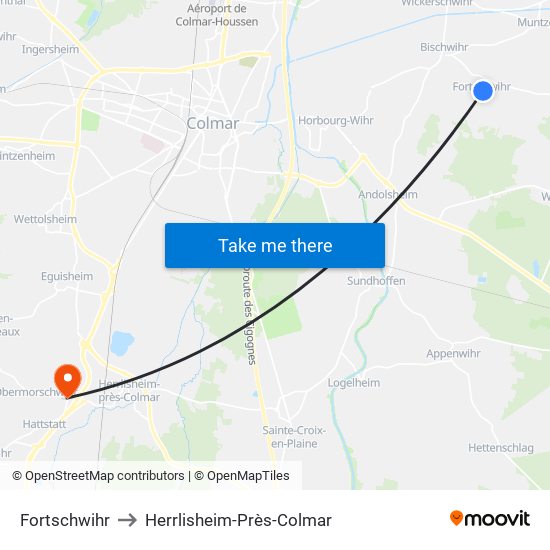 Fortschwihr to Herrlisheim-Près-Colmar map